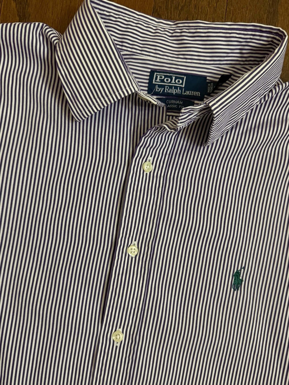 Polo Ralph Lauren Button-Down Curham Shirt in Purple White Stripes size XXL 18”